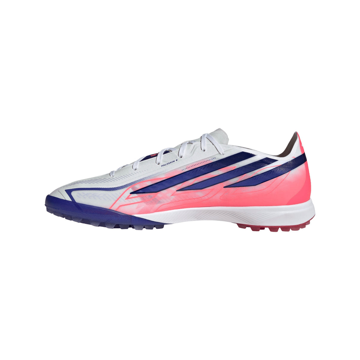 adidas F50 Hyperfast Pro TF Turf Soccer Cleats - Cloud White / Solar Purple / Solar Turbo