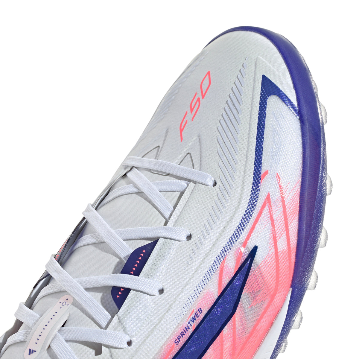 adidas F50 Hyperfast Pro TF Turf Soccer Cleats - Cloud White / Solar Purple / Solar Turbo