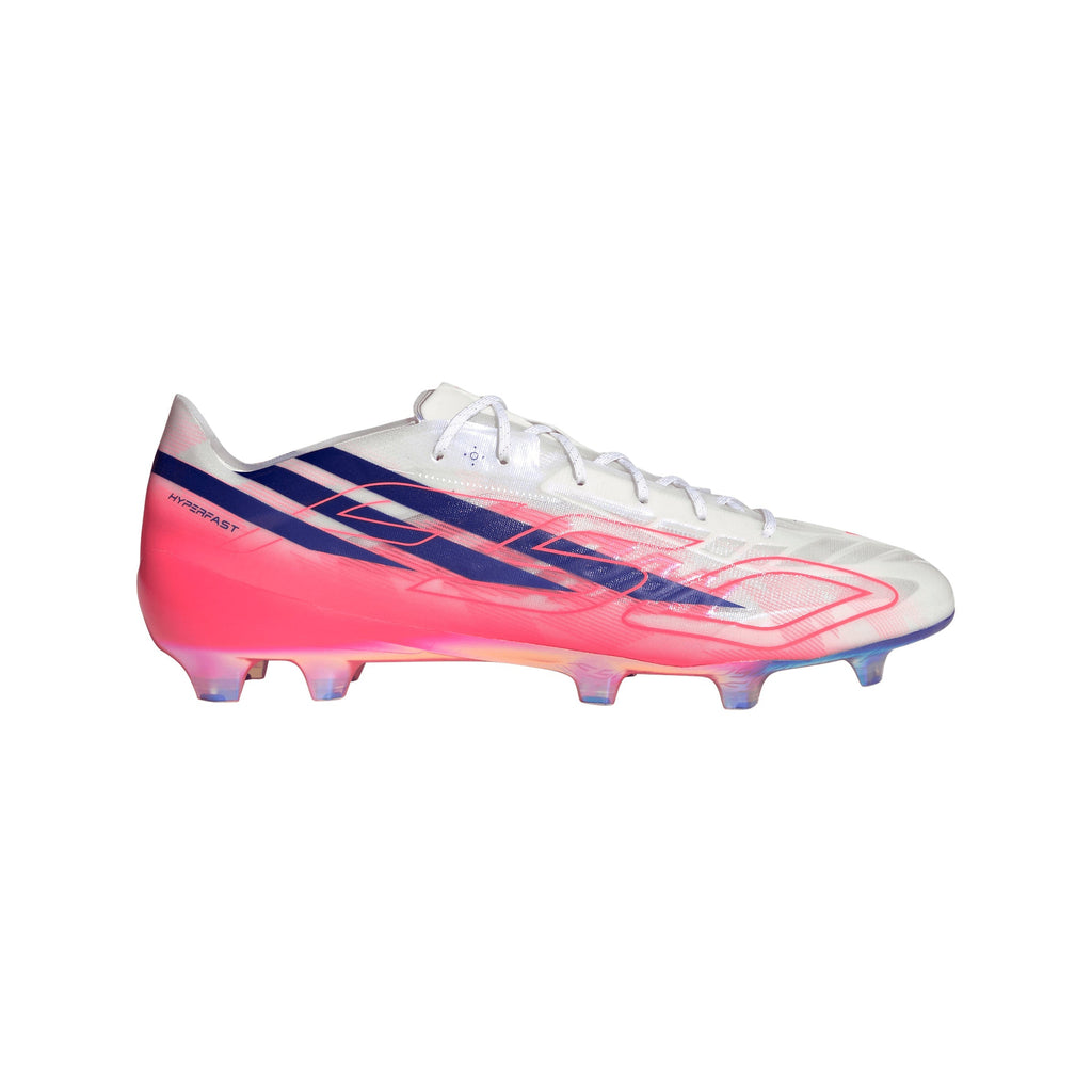 adidas F50 Hyperfast EVO FG Firm Ground Soccer Cleats- Cloud White / Solar Purple / Solar Turbo