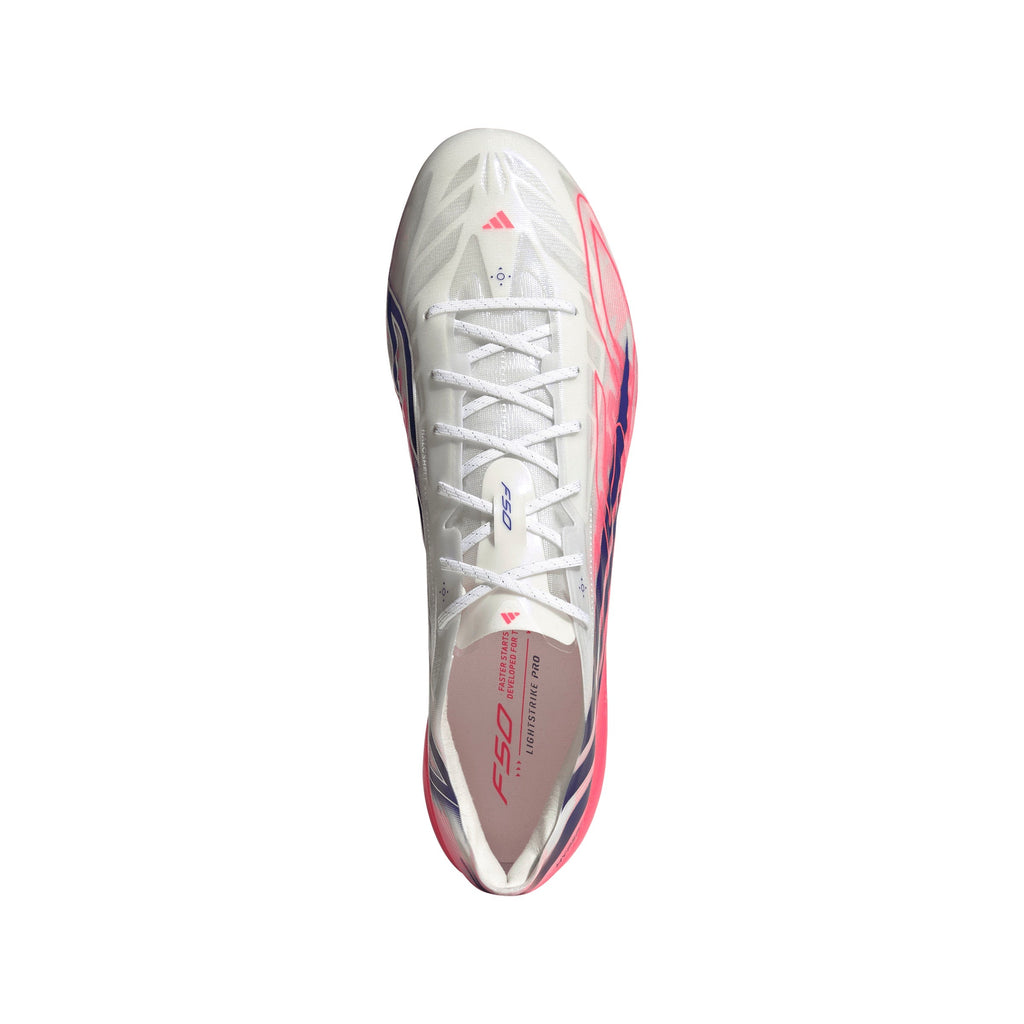 adidas F50 Hyperfast EVO FG Firm Ground Soccer Cleats- Cloud White / Solar Purple / Solar Turbo